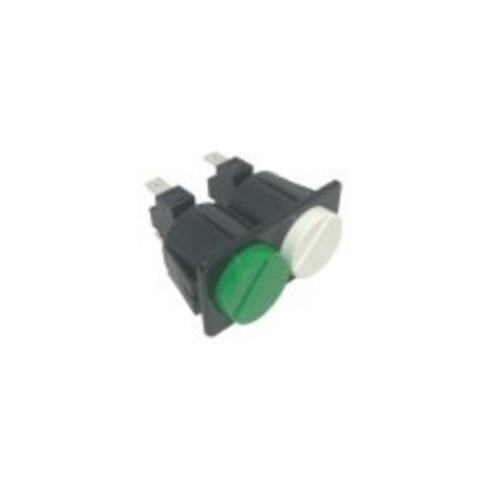 Pulsador Doble BLANCO/VERDE 230V 16A 28x54mm
