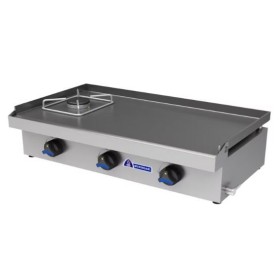 Plancha sobremesa a gas P-850/1-ECO Mundigas de tres fuegos con fuego abierto