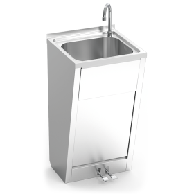 Lavamanos registrable con pedestal doble pulsador agua fría y caliente