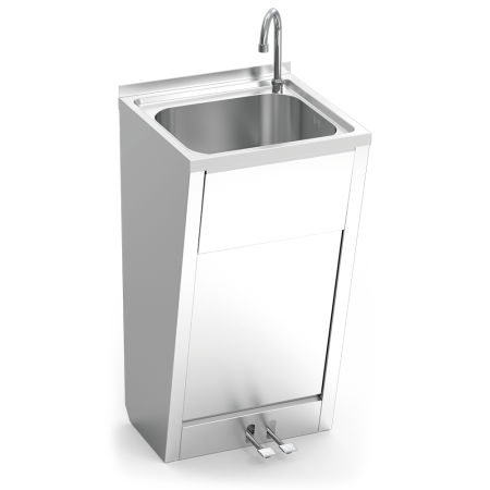 Lavamanos registrable con pedestal doble pulsador agua fría y caliente