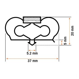 Burlete 1433x668mm Pvc Gris PERFIL:1051