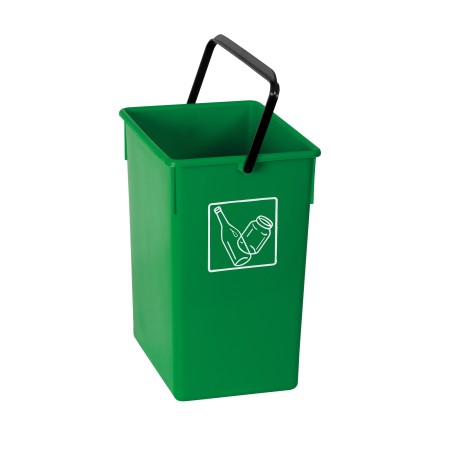 Cubeta reciclar verde 15L con asa 20x28x34 (1ud) Fervik