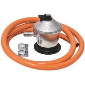 Kit Regulador presión para gas butano con manguera de 1,5 m y 2 abrazaderas MERCATOOLS