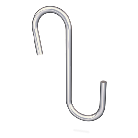 Gancho varilla modelo "S" sin punta 60x16x3 mm. (Cerrado)