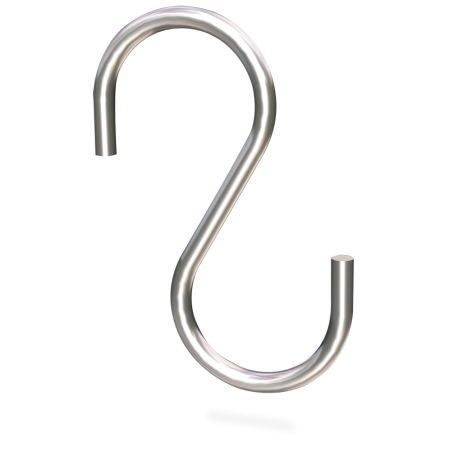 Gancho varilla modelo "S" sin punta 80x30x5 mm. (Gancho jamonero)