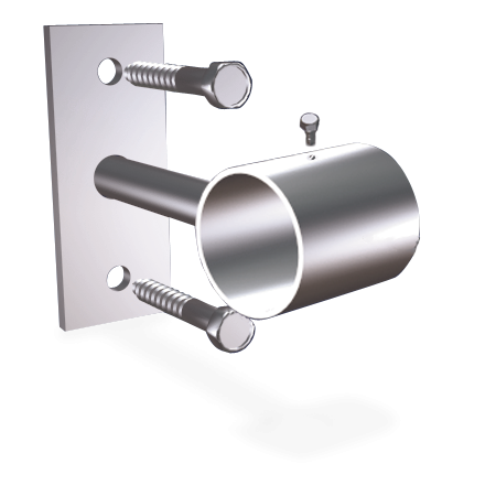 Soporte recto para tubo 200x38 mm.