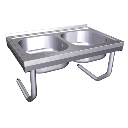 Fregadero colg.c/palomillas 2C 800x500x450 mm. Dimensiones cubeta 340x370x150 mm.