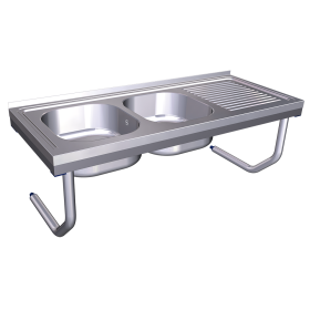 Fregadero colg.c/palomillas 2C,ED 1200x500x450 mm. Dimensiones cubeta 340x370x150 mm.
