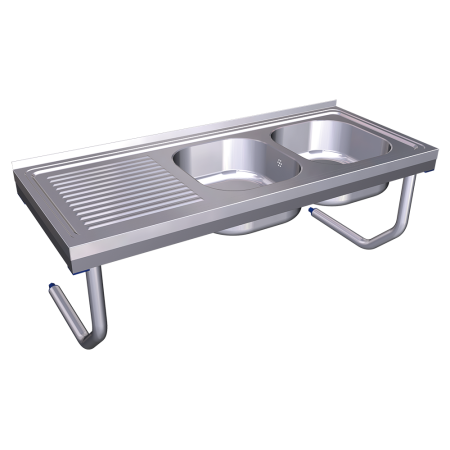 Fregadero colg.c/palomillas 2C,EI 1200x500x450 mm. Dimensiones cubeta 340x370x150 mm.