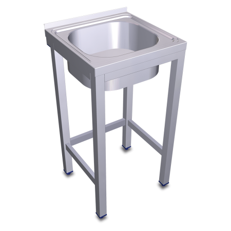 Fregadero con soporte 1C 450x500x850 mm. Dimensiones cubeta 340x370x150 mm.