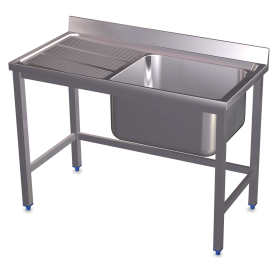 Fregadero con soporte 1C,EI 1000x500x850 mm. Dimensiones cubeta 340x370x150 mm.