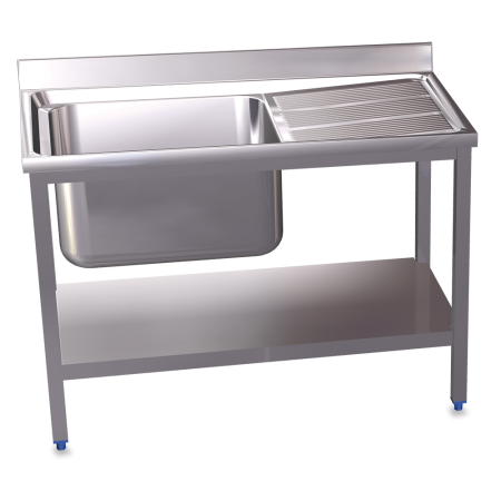 Fregadero c/soporte c/entre.1C,ED 800x500x850 mm. Dimensiones cubeta 340x370x150 mm.