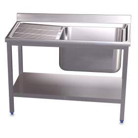Fregadero c/soporte c/entre.1C,EI 1000x500x850 mm. Dimensiones cubeta 340x370x150 mm.
