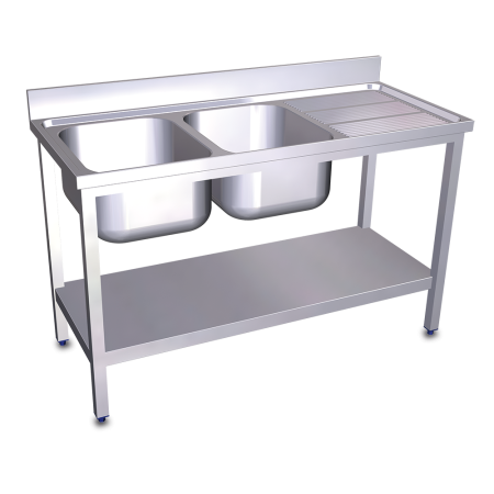 Fregadero c/soporte c/entre.2C,ED 1200x500x850 mm. Dimensiones cubeta 340x370x150 mm.