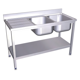 Fregadero c/soporte c/entre.2C,EI 1200x500x850 mm. Dimensiones cubeta 340x370x150 m.