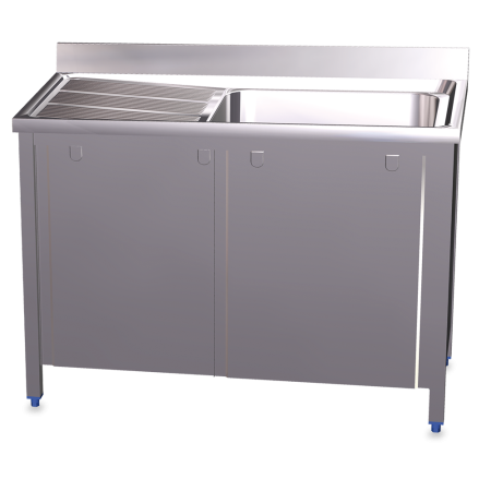 Fregadero c/ptas.correderas 1C,EI 800x500x850 mm. Dimensiones cubeta 340x370x150 mm.