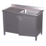 Fregadero c/ptas.abatibles 1C,EI 800x500x850 mm. Dimensiones cubeta 340x370x150 mm.