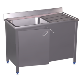 Fregadero c/ptas.abatibles 1C,ED 1000x500x850 mm. Dimensiones cubeta 340x370x150 mm.