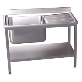 Fregadero c/soporte c/entre.1C,ED 1000x550x850 mm. Dimensiones cubeta 330x300x200 mm.