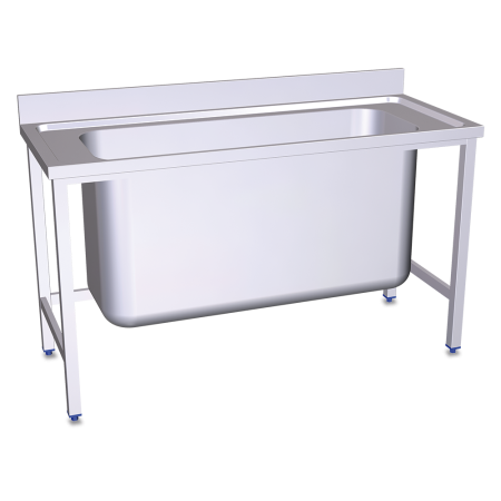Fregadero gran capacidad 1 cubeta 1500x600x850 mm. Dimensiones cubeta 1400x468x600 mm.