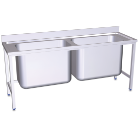 Fregadero gran capacidad 2 cubetas 2000x600x850 mm Dimensiones cubeta 932x468x600 mm.