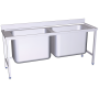 Fregadero gran capacidad 2 cubetas 2000x700x850 mm. Dimensiones cubeta 932x568x600 mm.