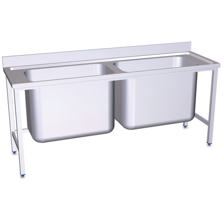 Fregadero gran capacidad 2 cubetas 2000x700x850 mm. Dimensiones cubeta 932x568x600 mm.