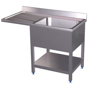 Fregadero para lavavajillas 1C,EI 1200x600x890 mm. Dimensiones cubeta 500x400x250 mm.
