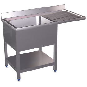 Fregadero para lavavajillas 1C,ED 1200x700x890 mm. Dimensiones cubeta 500x450x250 mm.