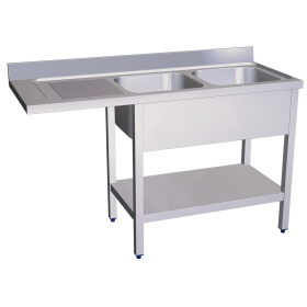 Fregadero para lavavajillas 2C,EI 1600x600x890 mm. Dimensiones cubeta