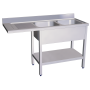 Fregadero para lavavajillas 2C,EI 1600x600x890 mm. Dimensiones cubeta