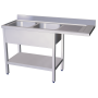 Fregadero para lavavajillas 2C,ED 1600x700x890 mm. Dimensiones cubeta 500x400x250 mm