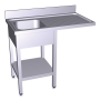 Fregadero para lavavasos 1C,ED 1000x550x850 mm. Dimensiones cubeta 330x330x200 mm.