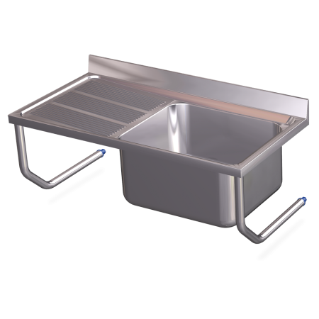 Fregadero colg.c/palomillas 1C,EI 1300x600x300 mm. Dimensiones cubeta 500x500x300 mm.