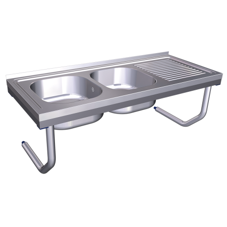 Fregadero colg.c/palomillas 2C,ED 2000x600x320 mm. Dimensiones cubeta 600x500x320 mm.