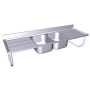 Fregadero colg.c/palomillas 2C,2E 2000x600x250 mm. Dimensiones cubeta 500x400x250 mm.