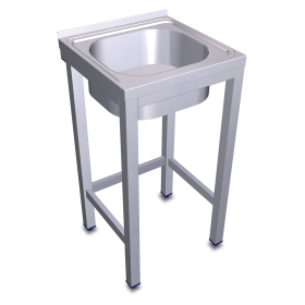 Fregadero con soporte 1C 700x600x850 mm. Dimensiones cubeta 500x500x300 mm.