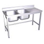 Fregadero con soporte 2C,ED 1400x600x850 mm. Dimensiones cubeta 500x400x250 mm.
