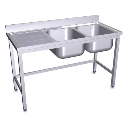 Fregadero con soporte 2C,EI 2000x600x850 mm. Dimensiones cubeta 600x500x320 mm.