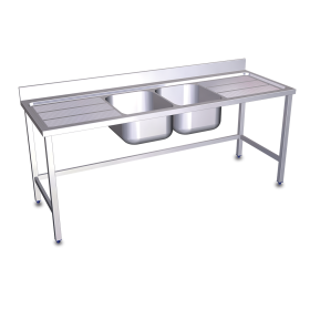 Fregadero con soporte 2C,2E 2000x600x850 mm. Dimensiones cubeta 500x400x250 mm.