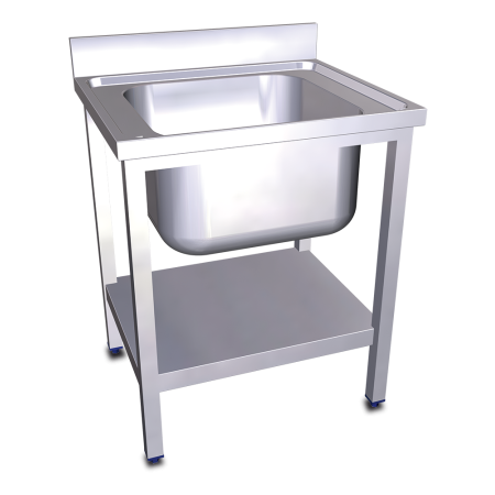 Fregadero c/soporte c/entre.1C 600x600x850 mm. Dimensiones cubeta 400x500x250 mm.
