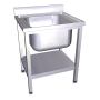 Fregadero c/soporte c/entre.1C 800x600x850 mm. Dimensiones cubeta 600x500x320 mm.