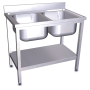 Fregadero c/soporte c/entre.2C 1200x600x850 mm. Dimensiones cubeta 500x500x300 mm.