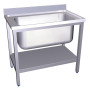 Fregadero c/soporte c/entre.1C 1000x600x850 mm. Dimensiones cubeta 860x495x380 mm.