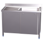 Fregadero c/ptas.correderas 1C,EI 1000x600x850 mm. Dimensiones cubeta 500x500x300 mm.