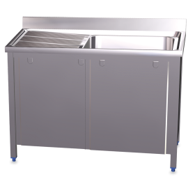 Fregadero c/ptas.correderas 1C,EI 1200x600x850 mm. Dimensiones cubeta 500x450x250 mm.