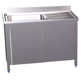Fregadero c/ptas.correderas 1C,ED 1400x600x850 mm. Dimensiones cubeta 600x500x320 mm.