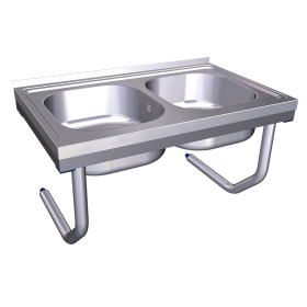 Fregadero colg.c/palomillas 2C 1400x700x320 mm. Dimensiones cubeta 600x500x320 mm.