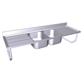 Fregadero colg.c/palomillas 2C,2E 2000x700x250 mm. Dimensiones cubeta 500x400x250 mm.