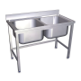 Fregadero con soporte 2C 1000x700x850 mm. Dimensiones cubeta 500x400x250 mm.